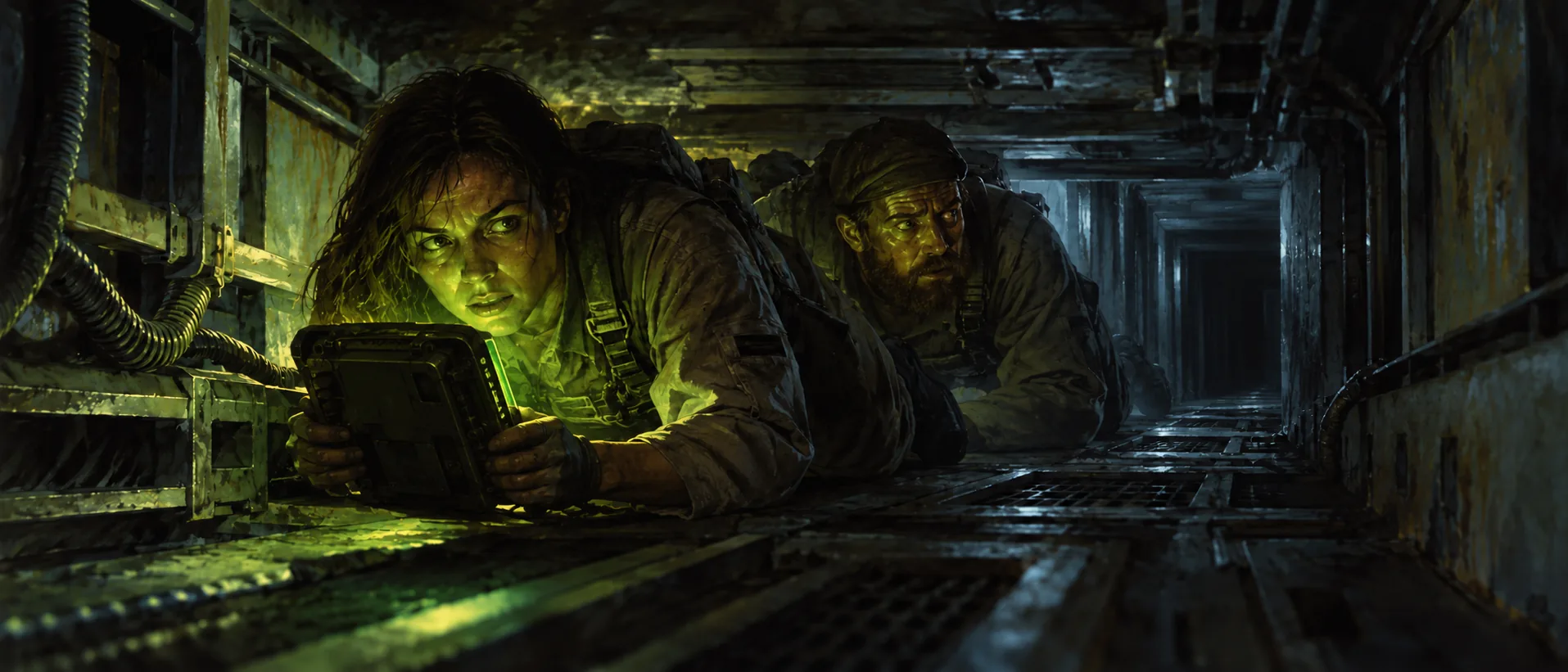 Motion tracker in the crawlway, a campaign cover for Space Truckers