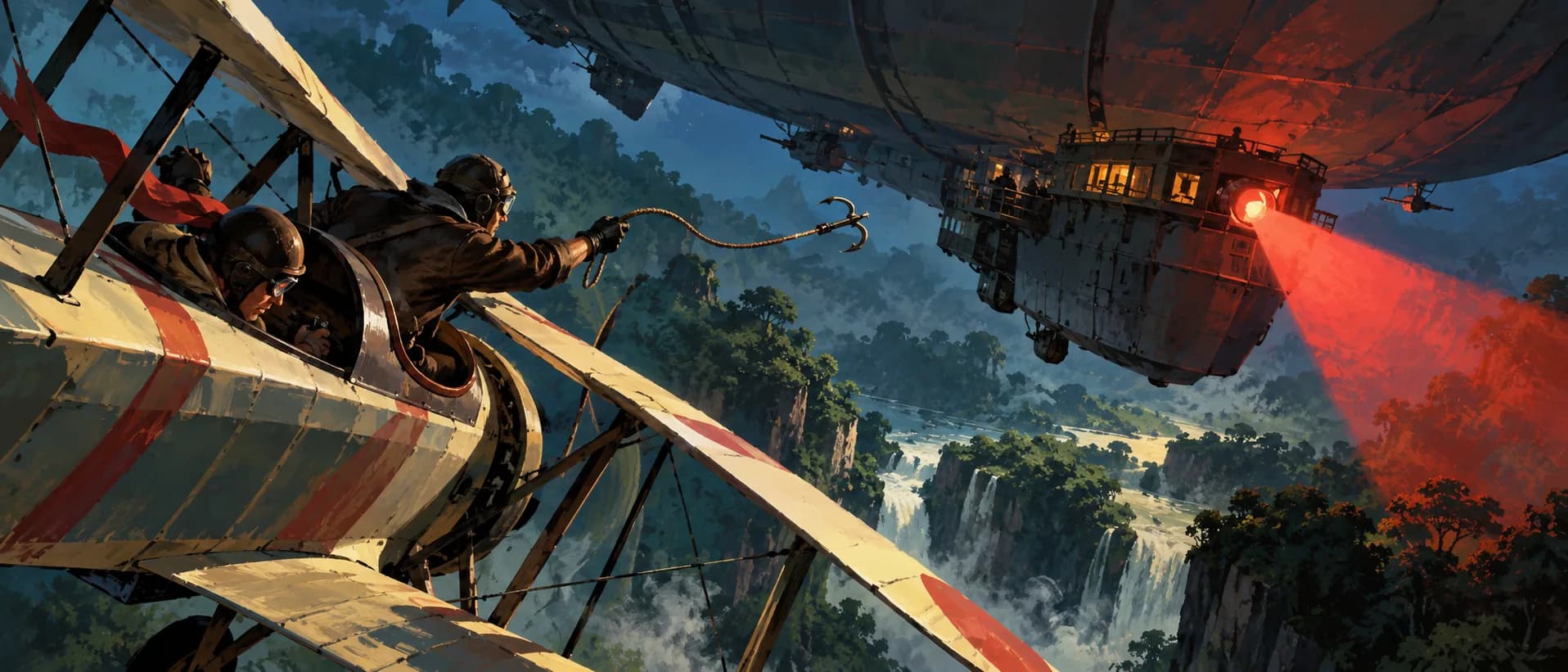 Biplane versus the zeppelin, a campaign cover for Pulp Adventure