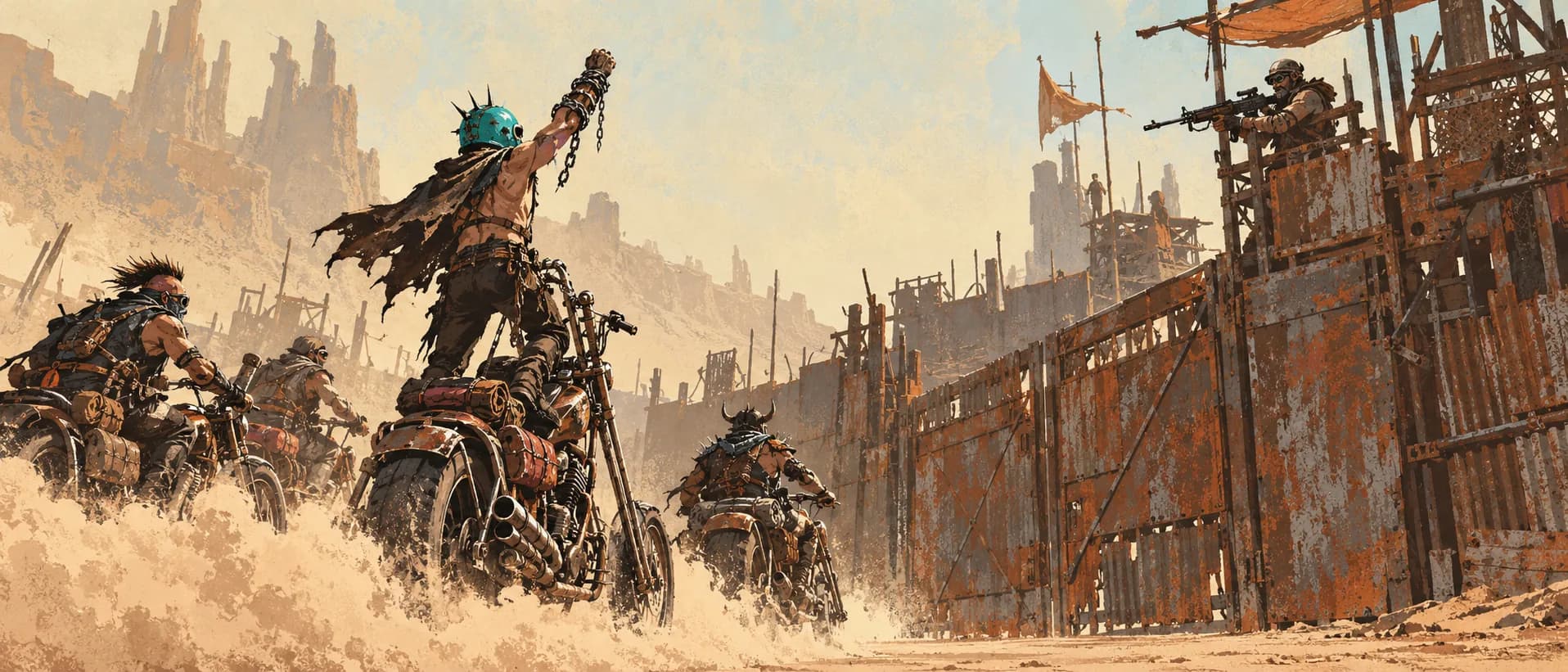 Chopper gang at the gate, a campaign cover for Warband