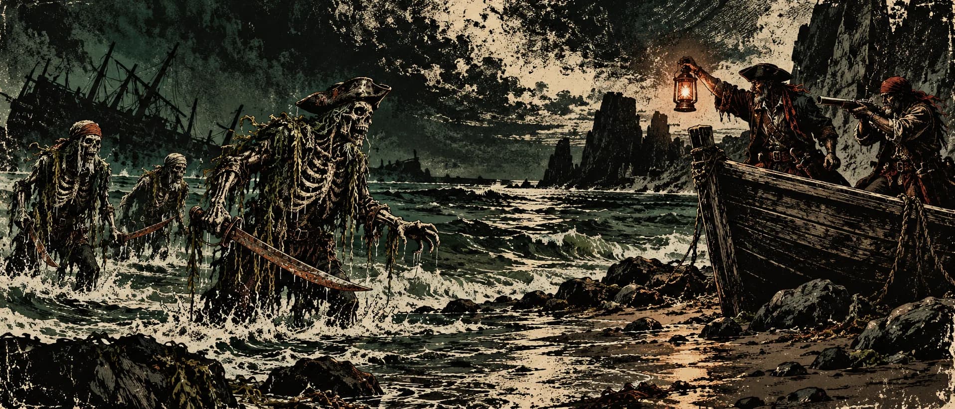 Drowned sailors rising, a campaign cover for Undead Seas