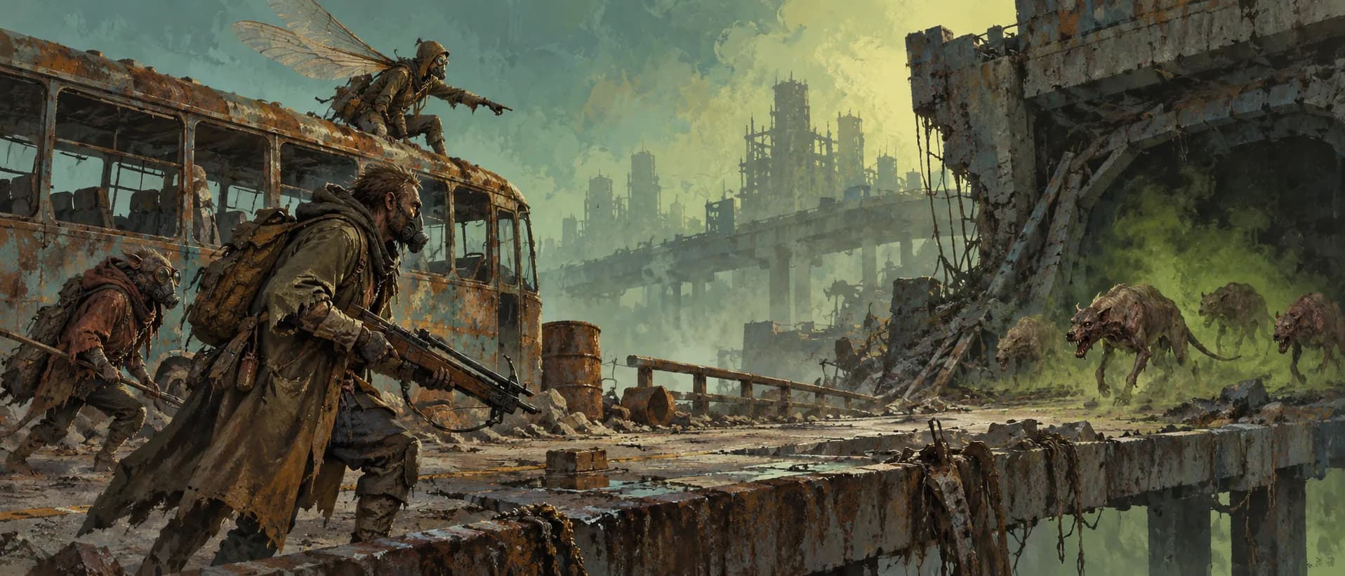 Rot-hounds in the ruins, a campaign cover for Zone Explorers