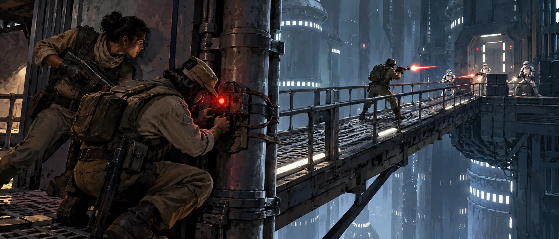Sabotage on the walkway, a campaign cover for Galactic Rebellion
