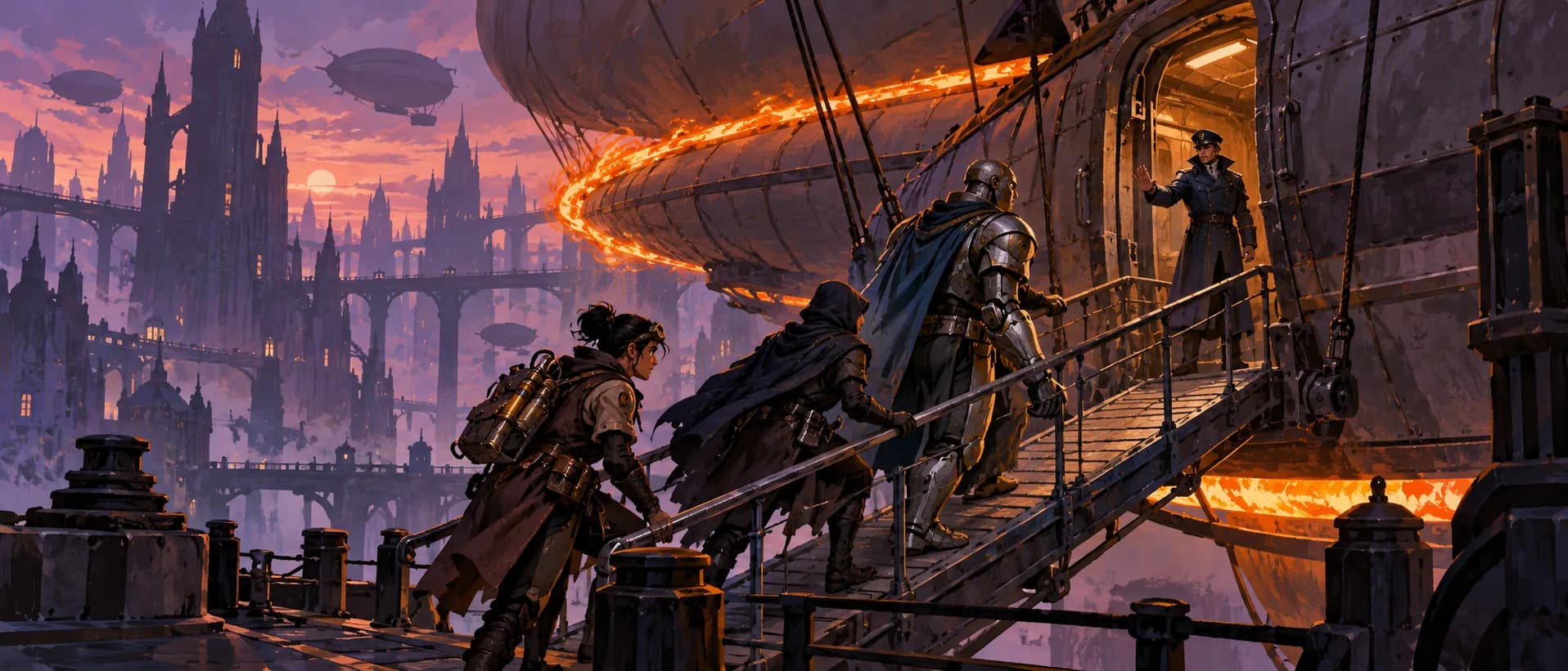 The airship boarding, a campaign cover for Eberron
