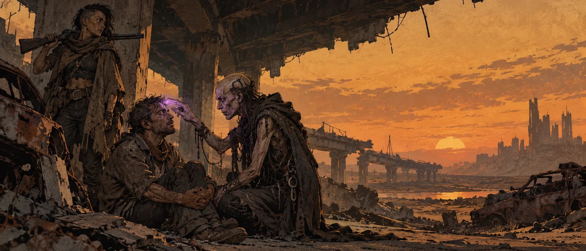 The brainer reads a stranger, a campaign cover for Wasteland Survivors