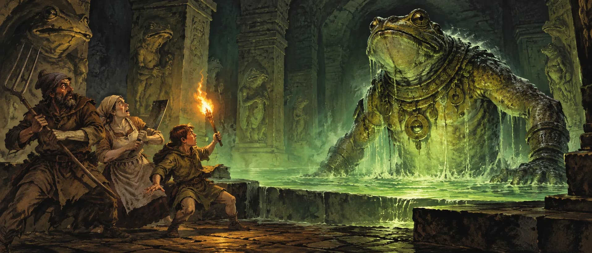 The frog-god's guardian, a campaign cover for Zero-Level Funnel